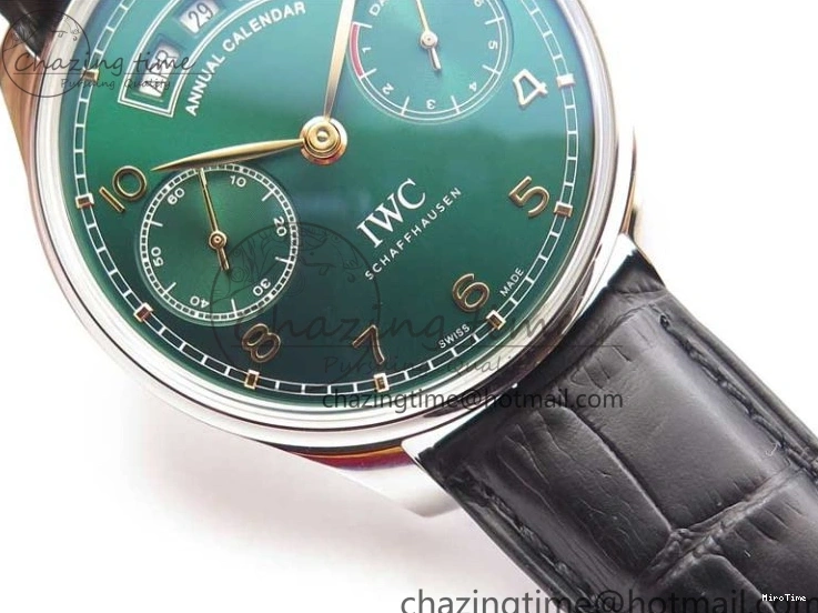MIROTIME 0212 Portuguese Real PR Real Annual Calendar IW503510 ZF 1:1 Best Edition Green Dial on Black Leather Strap A QuickDry 7097